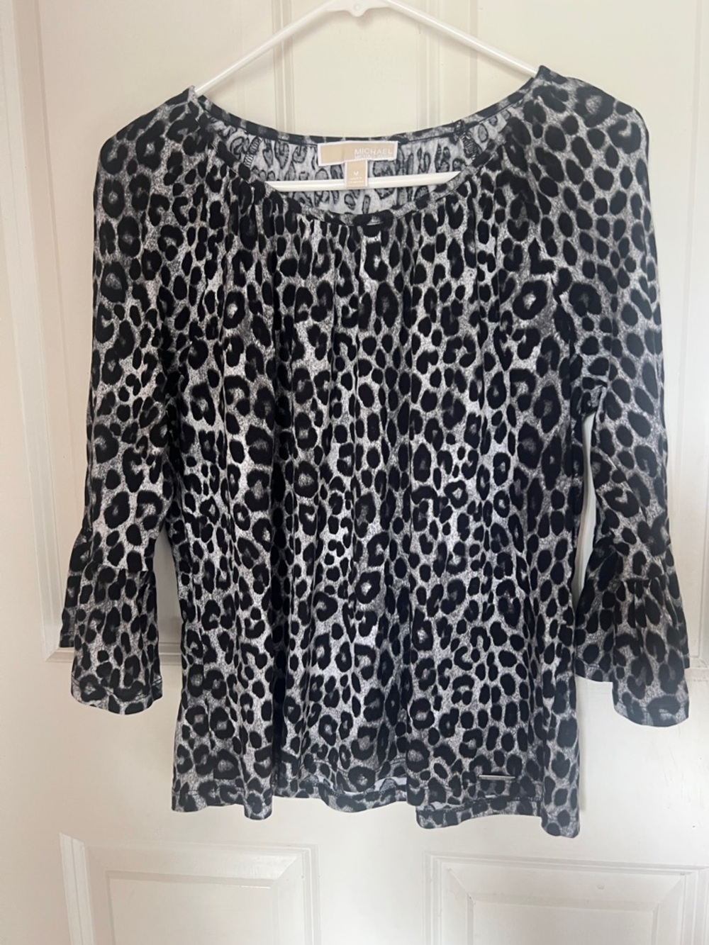 Women's Gray and Black Leopard Print Blouse Michael Kors size medium
